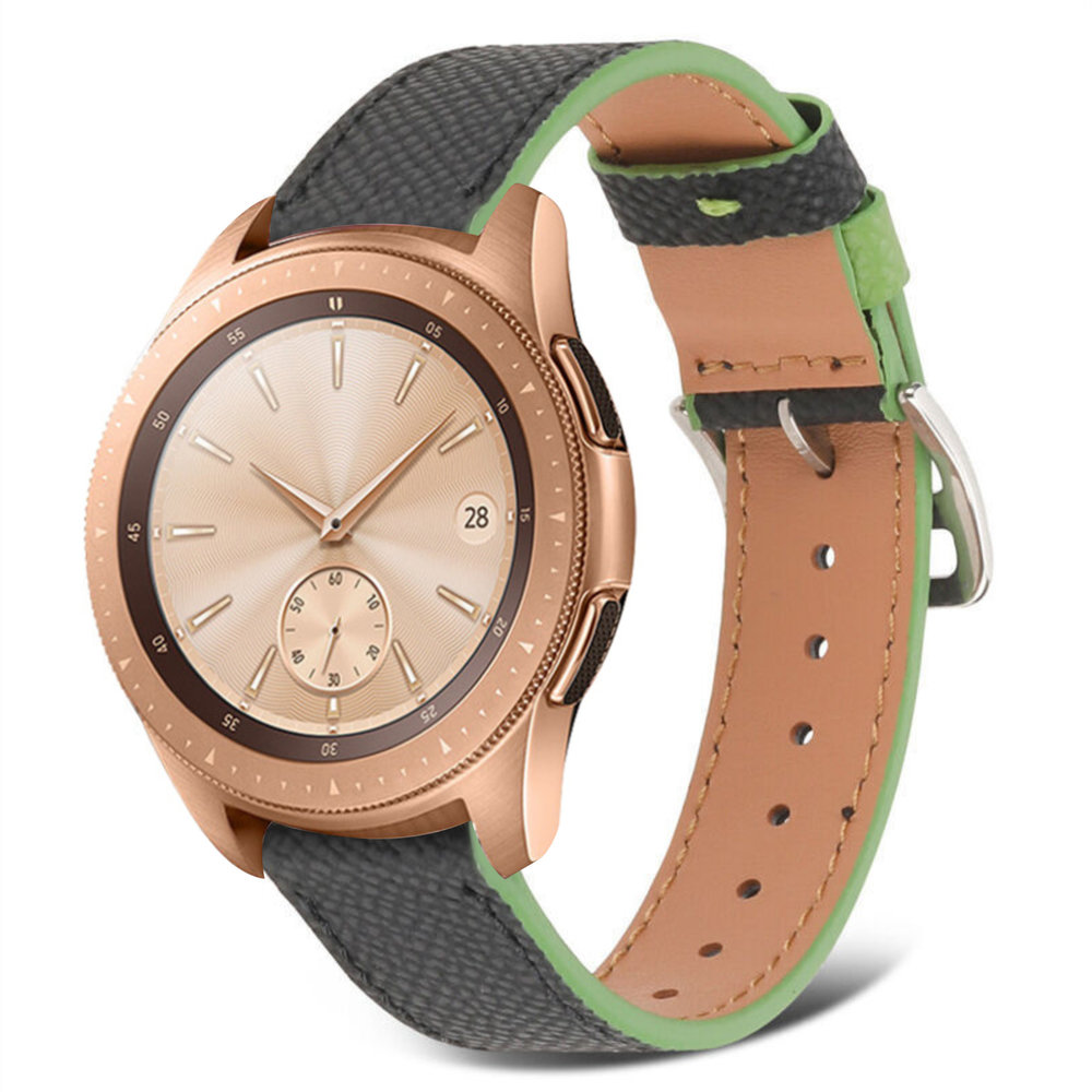 Strap-it® Strap-it Samsung Galaxy Watch 42mm Lederarmband (Schwarz-Grün)
