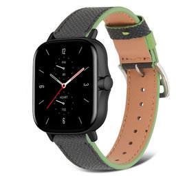 Strap-it® Amazfit GTS 2 Lederarmband (Schwarz-Grün) Strap-it® Amazfit GTS 2 Lederarmband (Schwarz-Grün)