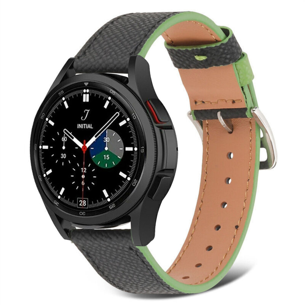 Strap-it® Strap-it Samsung Galaxy Watch 4 Classic 42mm Lederarmband (Schwarz-Grün)