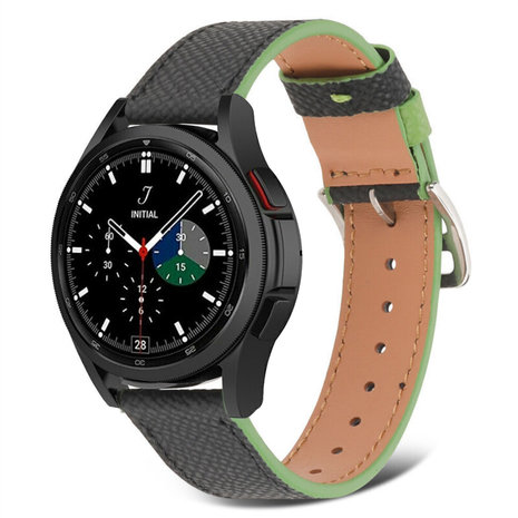 Strap-it® Strap-it Samsung Galaxy Watch 4 Classic 42mm Lederarmband (Schwarz-Grün)