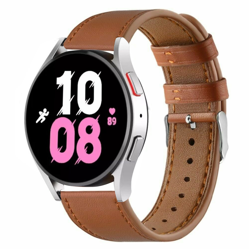 Strap-it® Strap-it Samsung Galaxy Watch 5 44mm Lederarmband (glattes Braun)