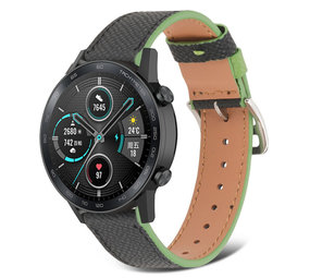 Strap-it® Honor Magic Watch 2 Lederarmband (Schwarz-Grün) Strap-it® Honor Magic Watch 2 Lederarmband (Schwarz-Grün)