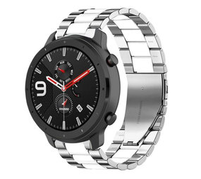 Strap-it® Amazfit GTR Stahlarmband (Silber/Weiß) Strap-it® Amazfit GTR Stahlarmband (Silber/Weiß)