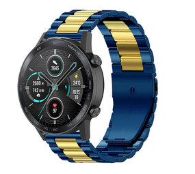 Strap-it® Honor Magic Watch 2 Stahlarmband (Blau/Gold) Strap-it® Honor Magic Watch 2 Stahlarmband (Blau/Gold)