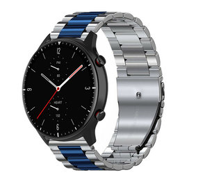 Strap-it® Amazfit GTR 2 Stahlarmband (Silber/Blau) Strap-it® Amazfit GTR 2 Stahlarmband (Silber/Blau)