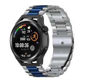Strap-it® Huawei Watch GT Runner Stahlarmband (Silber/Blau) Strap-it® Huawei Watch GT Runner Stahlarmband (Silber/Blau)