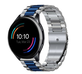 Strap-it® OnePlus Watch Stahlarmband (Silber/Blau) Strap-it® OnePlus Watch Stahlarmband (Silber/Blau)