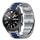 Strap-it® Strap-it Samsung Galaxy Watch 3 45mm Stahlarmband (Silber/Blau)