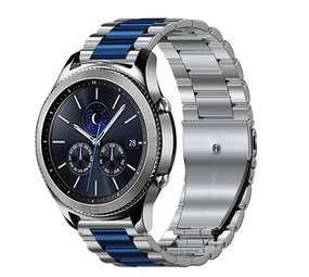 Strap-it® Samsung Gear S3 Stahlarmband (Silber/Blau) Strap-it® Samsung Gear S3 Stahlarmband (Silber/Blau)