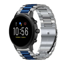 Strap-it® Fossil Gen 5 Stahlarmband (Silber/Blau) Strap-it® Fossil Gen 5 Stahlarmband (Silber/Blau)