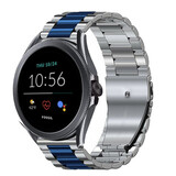 Strap-it® Fossil Gen 5e 44mm Stahlarmband (Silber/Blau) Strap-it® Fossil Gen 5e 44mm Stahlarmband (Silber/Blau)
