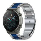 Strap-it® Strap-it Huawei Watch GT 2 Pro Stahlarmband (Silber/Blau)