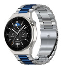 Strap-it® Strap-it Huawei Watch GT 3 Pro 46mm Stahlarmband (Silber/Blau)