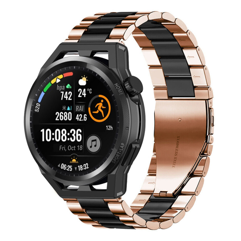 Strap-it® Strap-it Huawei Watch GT Runner Stahlarmband (Roségold/Schwarz)