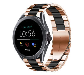 Strap-it® Fossil Gen 5e 44mm Stahlarmband (Roségold/Schwarz) Strap-it® Fossil Gen 5e 44mm Stahlarmband (Roségold/Schwarz)