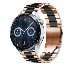 Strap-it® Huawei Watch GT 3 46mm Stahlarmband (Roségold/Schwarz) Strap-it® Huawei Watch GT 3 46mm Stahlarmband (Roségold/Schwarz)