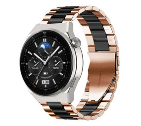 Strap-it® Huawei Watch GT 3 Pro 46mm Stahlarmband (Roségold/Schwarz) Strap-it® Huawei Watch GT 3 Pro 46mm Stahlarmband (Roségold/Schwarz)