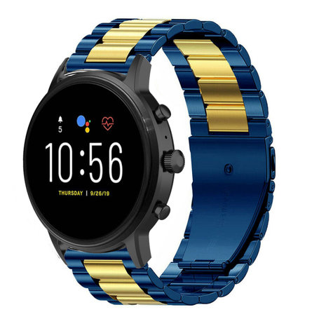 Strap-it® Strap-it Fossil Gen 5 Stahlarmband (Blau/Gold)