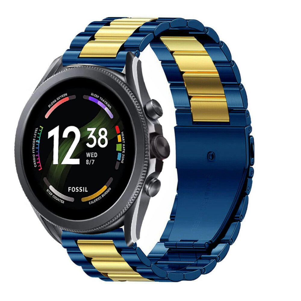 Strap-it® Strap-it Fossil Gen 6 44mm Stahlarmband (Blau/Gold)