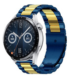 Strap-it® Huawei Watch GT 3 46mm Stahlarmband (Blau/Gold) Strap-it® Huawei Watch GT 3 46mm Stahlarmband (Blau/Gold)