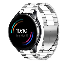 Strap-it® OnePlus Watch Stahlarmband (Silber/Weiß) Strap-it® OnePlus Watch Stahlarmband (Silber/Weiß)