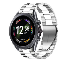 Strap-it® Fossil Gen 6 44mm Stahlarmband (Silber/Weiß) Strap-it® Fossil Gen 6 44mm Stahlarmband (Silber/Weiß)