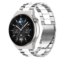 Strap-it® Huawei Watch GT 3 Pro 46mm Stahlarmband (Silber/Weiß) Strap-it® Huawei Watch GT 3 Pro 46mm Stahlarmband (Silber/Weiß)