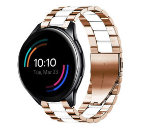 Strap-it® OnePlus Watch Stahlarmband (Roségold/Weiß) Strap-it® OnePlus Watch Stahlarmband (Roségold/Weiß)
