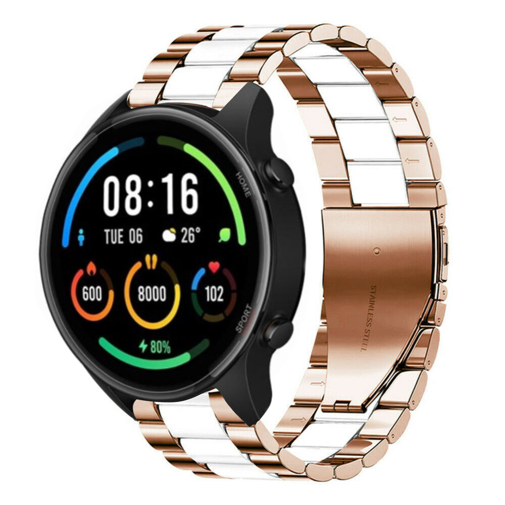 Strap-it® Strap-it Xiaomi Mi Watch Stahlarmband (Roségold/Weiß)