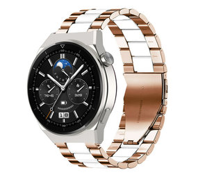 Strap-it® Huawei Watch GT 3 Pro 46mm Stahlarmband (Roségold/Weiß) Strap-it® Huawei Watch GT 3 Pro 46mm Stahlarmband (Roségold/Weiß)