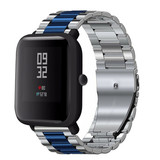 Strap-it® Xiaomi Amazfit Bip Stahlarmband (Silber/Blau) Strap-it® Xiaomi Amazfit Bip Stahlarmband (Silber/Blau)