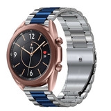 Strap-it® Samsung Galaxy Watch 3 41mm Stahlarmband (Silber/Blau) Strap-it® Samsung Galaxy Watch 3 41mm Stahlarmband (Silber/Blau)