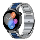 Strap-it® Huawei Watch GT 3 42mm Stahlarmband (Silber/Blau)