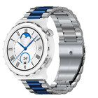 Strap-it® Strap-it Huawei Watch GT 3 Pro 43mm Stahlarmband (Silber/Blau)