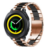 Strap-it® Samsung Gear Sport Stahlarmband (Roségold/Schwarz) Strap-it® Samsung Gear Sport Stahlarmband (Roségold/Schwarz)