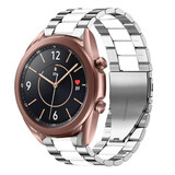 Strap-it® Samsung Galaxy Watch 3 41mm Stahlarmband (Silber/Weiß) Strap-it® Samsung Galaxy Watch 3 41mm Stahlarmband (Silber/Weiß)