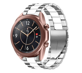 Strap-it® Samsung Galaxy Watch 3 41mm Stahlarmband (Silber/Weiß) Strap-it® Samsung Galaxy Watch 3 41mm Stahlarmband (Silber/Weiß)