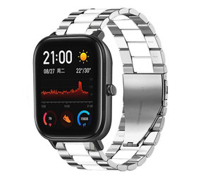 Strap-it® Xiaomi Amazfit GTS Stahlarmband (Silber/Weiß) Strap-it® Xiaomi Amazfit GTS Stahlarmband (Silber/Weiß)