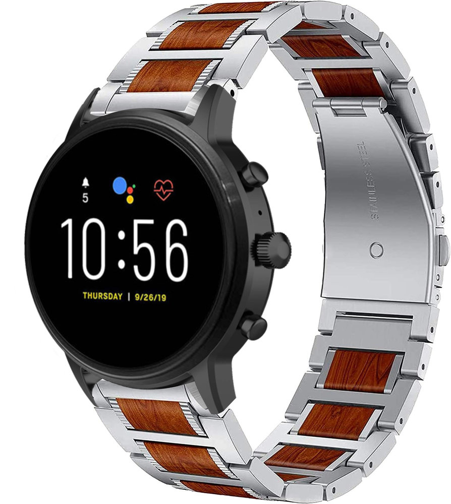 Strap-it® Strap-it Fossil Gen 5 Holz/Stahlarmband (Silber)
