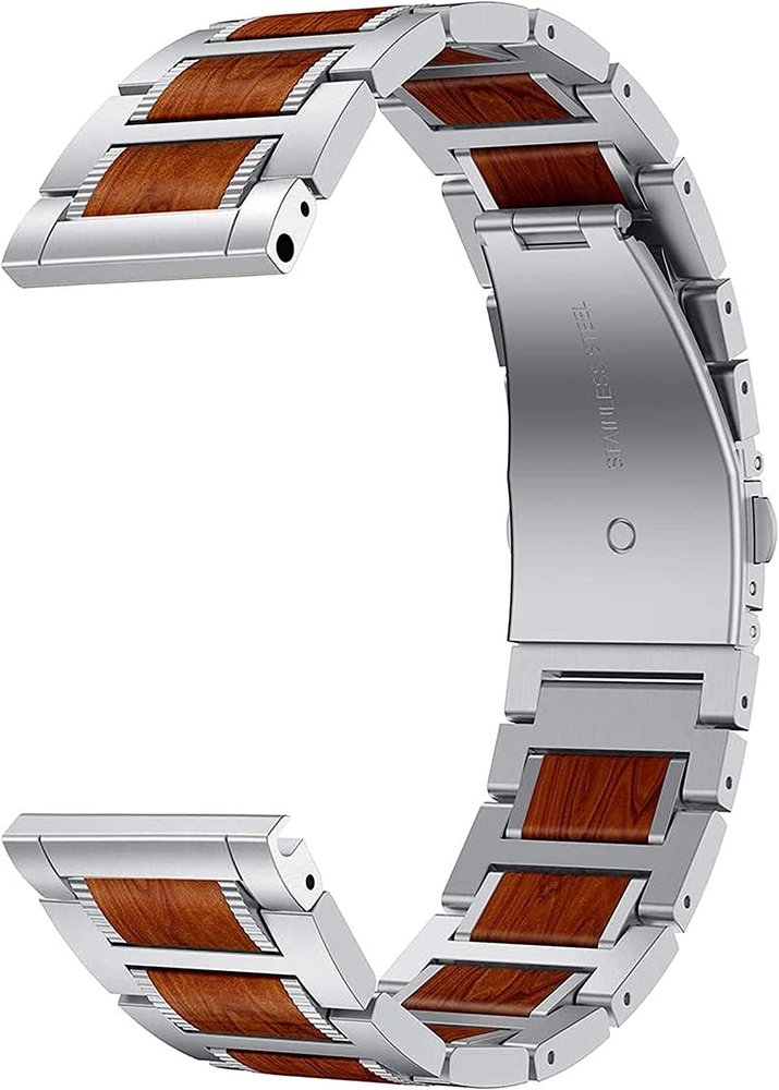 Strap-it® Strap-it Fossil Gen 5 Holz/Stahlarmband (Silber)