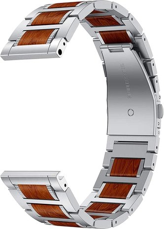 Strap-it® Strap-it Fossil Gen 5 Holz/Stahlarmband (Silber)