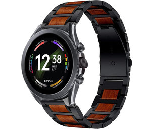 Strap-it® Fossil Gen 6 44mm Holz/Stahlarmband (Schwarz) Strap-it® Fossil Gen 6 44mm Holz/Stahlarmband (Schwarz)
