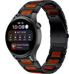 Strap-it® Strap-it Huawei Watch 3 (Pro) Holz/Stahlarmband (Schwarz)