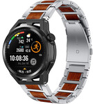Strap-it® Strap-it Huawei Watch GT Runner Holz/Stahlarmband (Silber)