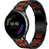 Strap-it® OnePlus Watch Holz/Stahlarmband (Schwarz) Strap-it® OnePlus Watch Holz/Stahlarmband (Schwarz)