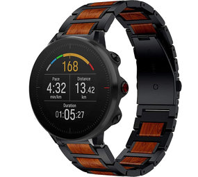 Strap-it® Polar Vantage M Holz/Stahlarmband (Schwarz)