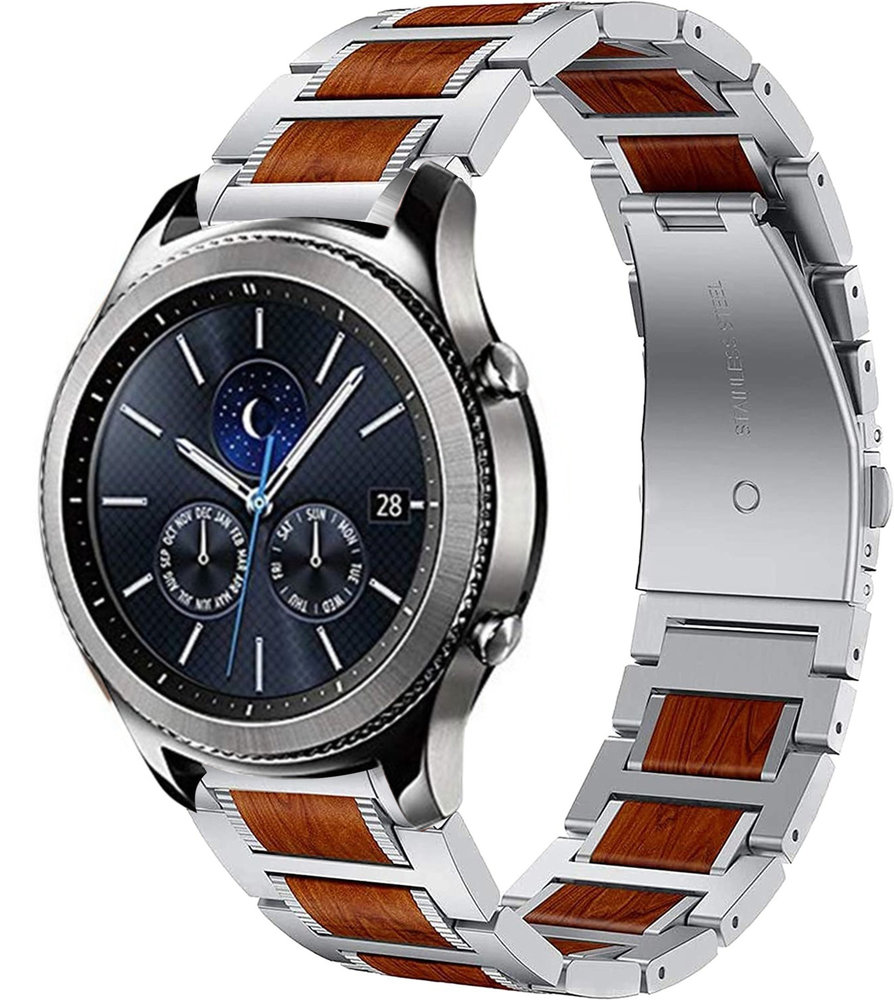 Strap-it® Strap-it Samsung Gear S3 Holz/Stahlarmband (Silber)
