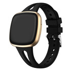 Strap-it® Strap-it Fitbit Versa 4 Luxus-Silikonarmband (Schwarz)