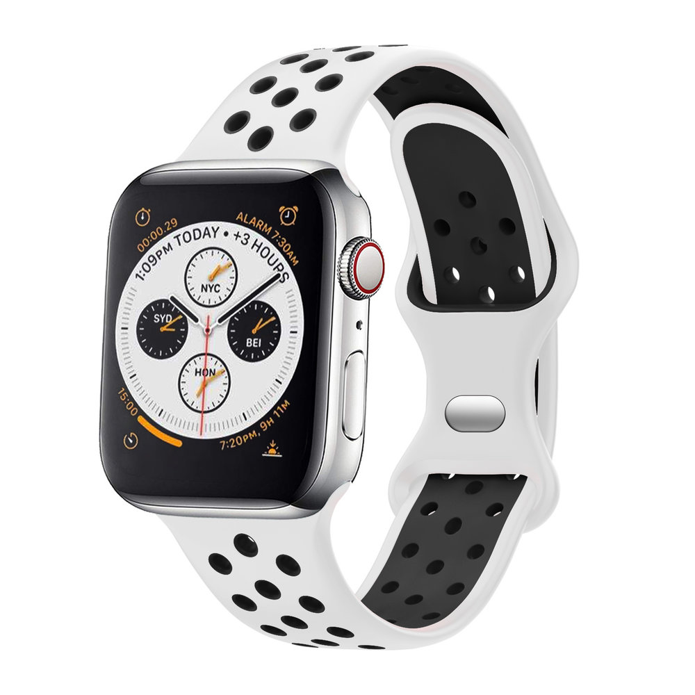 Strap-it® Strap-it Apple Watch Sportarmband (Weiß/Schwarz)