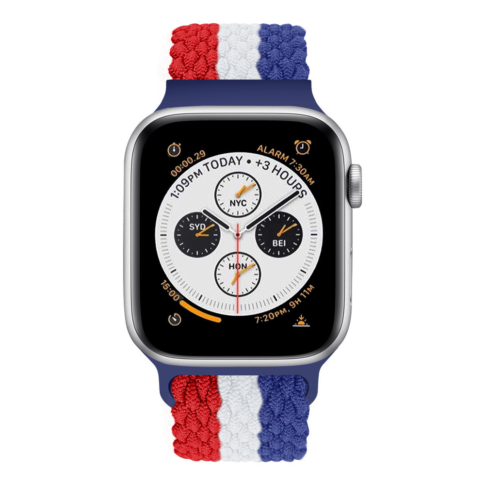 Strap-it® Strap-it Apple Watch verstellbares gewebtes Nylonarmband (Rot/Weiß/Blau) Strap-it® Strap-it Apple Watch verstellbares gewebtes Nylonarmband (Rot/Weiß/Blau)